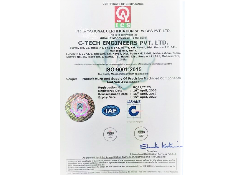 ISO Certificate 9001 : 2008